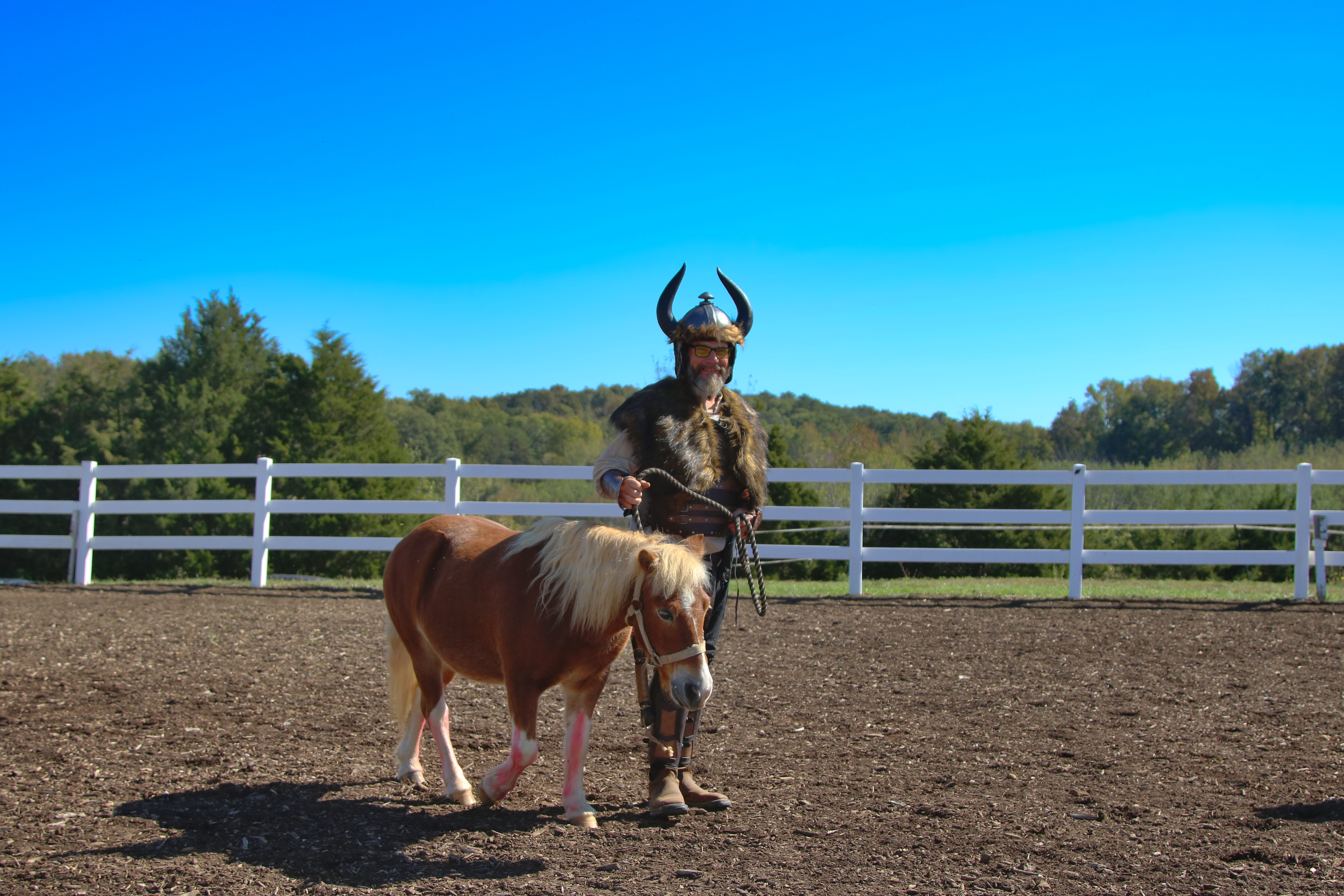 Viking with mini horse